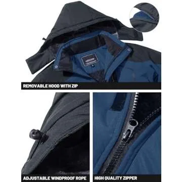 TACVASEN Warm Winter Ski Jacket with Hood for Men