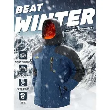 TACVASEN Warm Winter Ski Jacket with Hood for Men