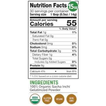 HerbaZest Sacha Inchi Protein Powder Organic - 15oz - USDA Certified, Vegan & Gluten-Free Superfood ...