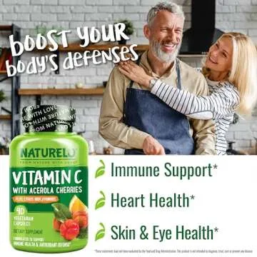 Organic NATURELO Vitamin C with Acerola Cherry - Immune Support - 90 Capsules
