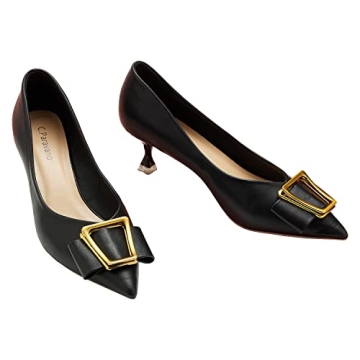C.Paravano Low Heels for Women I Low Heels Pumps I Women's Pumps I Kitten Heels for Women I Black He...