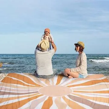 Waterproof Sandproof Beach Blanket, 9 Ft X 10 Ft Extra Large Beach Mat for 8 Adults, Lightweight Pol...