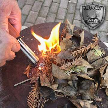 Fire-Fast Trekker. Best Emergency Waterproof Survival Fire Starter. Magnesium and Euro Fire Steel Ferro Rod. Compact Durable Tool for Bushcraft, Camping, Backpacking, Hiking, Hunting, or Bug Out Bag.