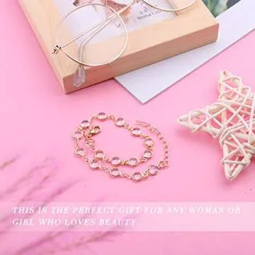 ESRICH 30 Anklets for Women, Adjustable Size Ankle Bracelets for Wemen, Imitation Gold Anklets for Women,Anklet for Women Waterproof Beach Jewelry Gifts