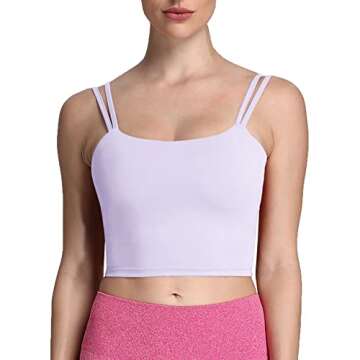 Aoxjox Women's Workout Sports Bras Fitness Padded Backless Yoga Crop Tank Top Twist Back Cami (Purpl...