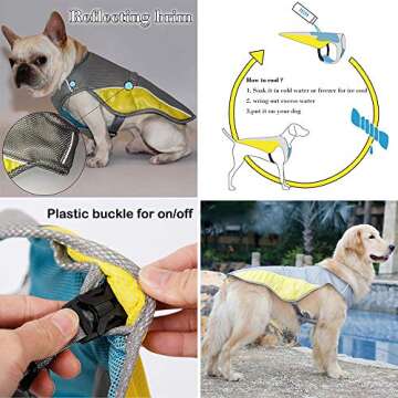 Hifrenchies Cooling Harness Vest for Dogs French Bulldog Summer Cooling Vest Outdoor Dog Jacket Safety Reflective Vest Cooler Jacket Sun-Proof Pet Coat Vest for Frenchie(L)