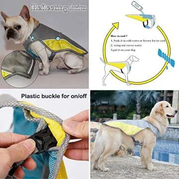 Hifrenchies Cooling Harness Vest for Dogs French Bulldog Summer Cooling Vest Outdoor Dog Jacket Safety Reflective Vest Cooler Jacket Sun-Proof Pet Coat Vest for Frenchie(L)