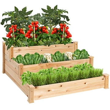 Best Choice Products 3-Tier Fir Wood Raised Garden Bed Planter Kit for Plants, Herbs, Vegetables, Ou...