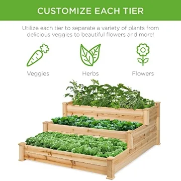 3-Tier Fir Wood Garden Bed - Easy Assembly, Sturdy Design