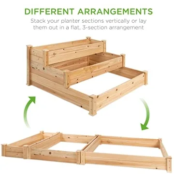 3-Tier Fir Wood Garden Bed - Easy Assembly, Sturdy Design