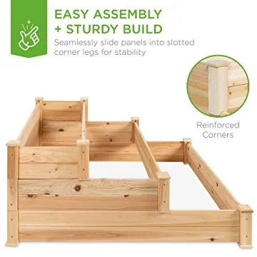 3-Tier Fir Wood Garden Bed - Easy Assembly, Sturdy Design