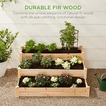 3-Tier Fir Wood Garden Bed - Easy Assembly, Sturdy Design