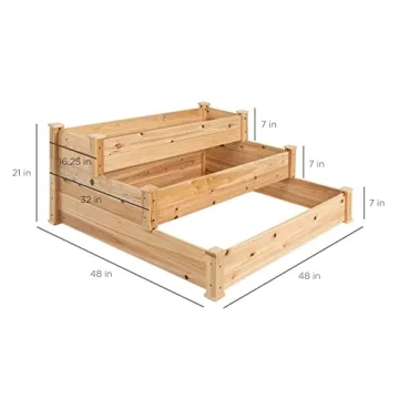 3-Tier Fir Wood Garden Bed - Easy Assembly, Sturdy Design