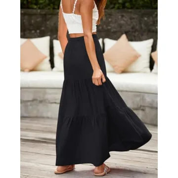 HAEOF Summer Boho Maxi Skirt with Pockets for Women