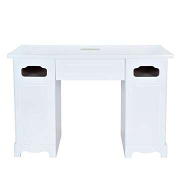 Beauty Manicure Station Nail Spa Manicure Table With Extracting Dust Vent - Paris - White