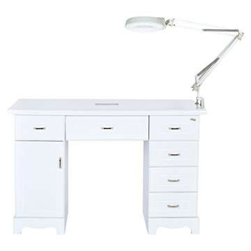 Beauty Manicure Station Nail Spa Manicure Table With Extracting Dust Vent - Paris - White