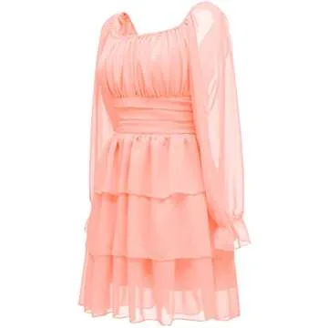 OBBUE Women's Summer Dress Tie Back Square Neck Chiffon