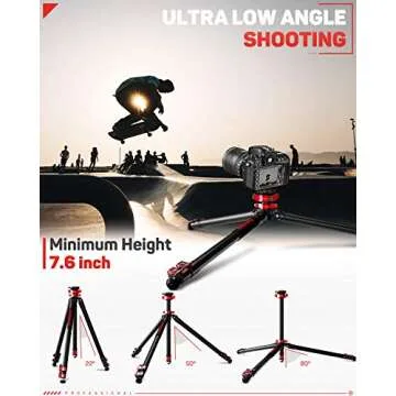 IFOOTAGE 65" Aluminum Camera Tripod, Professional Video Tripod 3 Sections with Centre Pole, Compatib...