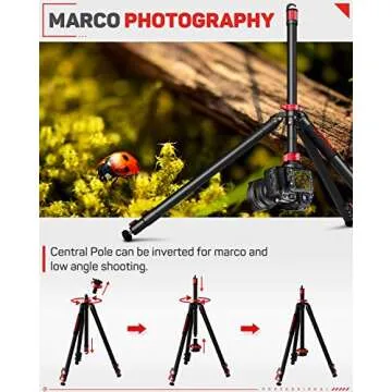 IFOOTAGE 65" Aluminum Camera Tripod, Professional Video Tripod 3 Sections with Centre Pole, Compatible with Canon, Nikon, Sony DSLR Camcorder Video Photography, Max Load 13.2 lbs - TA6S