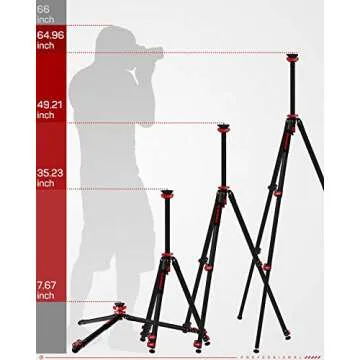 IFOOTAGE 65" Aluminum Camera Tripod, Professional Video Tripod 3 Sections with Centre Pole, Compatible with Canon, Nikon, Sony DSLR Camcorder Video Photography, Max Load 13.2 lbs - TA6S