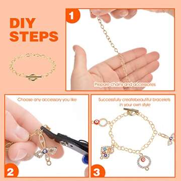 Prasacco 12 Pcs Bracelet Chains for Jewelry Making, Chain Bracelet for Women, Link Chain Bracelets with OT Toggle Clasp, Charm Bracelets for Jewelry Making (Gold)