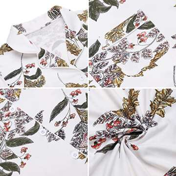 Womens Sleepshirt Short Sleeve Nightgown Soft Sleeping Shirts Loungewear Nightshirts White Flower M