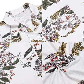 Womens Sleepshirt Short Sleeve Nightgown Soft Sleeping Shirts Loungewear Nightshirts White Flower M