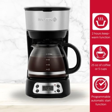 Holstein 5-Cup Programmable Coffee Maker with Auto Pause