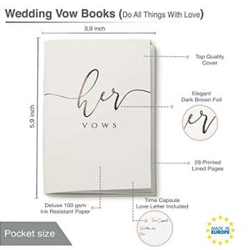 UNITED ESELL Ivory Wedding Vow Books His and Hers – Black Foil Bride and Wedding Notebook with 28 ...