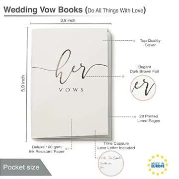 UNITED ESELL Ivory Wedding Vow Books His and Hers – Black Foil Bride and Wedding Notebook with 28 ...