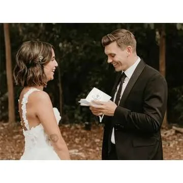 UNITED ESELL Ivory Wedding Vow Books His and Hers – Black Foil Bride and Wedding Notebook with 28 Pages - 5,9" x 3.9" – Vow Renewal - Bridal Shower Gifts - Time Capsule Love Letter (Black)