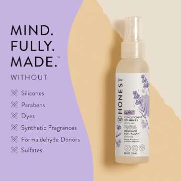 The Honest Company Conditioning Hair Detangler | Leave-In Conditioner + Fortifying Spray | Tear-Free, Cruelty-Free, Hypoallergenic | Lavender Calm, 4 Fl Oz
