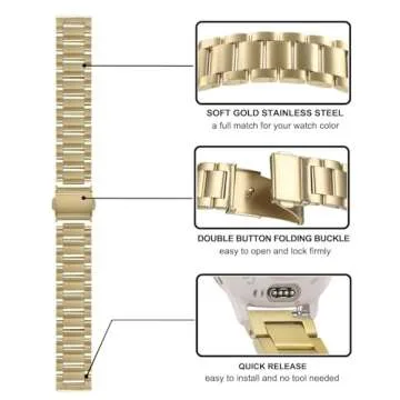 TRUMiRR Soft Gold Stainless Steel Bands for Garmin Venu 3S