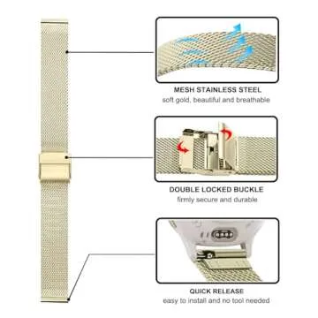 TRUMiRR Soft Gold Stainless Steel Bands for Garmin Venu 3S