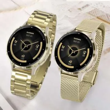 TRUMiRR Soft Gold Stainless Steel Bands for Garmin Venu 3S