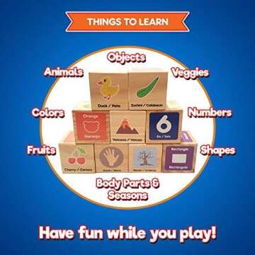 KIDS KORNER Alphabet Blocks Toys for Toddlers - Bilingual Educational Toys, Spanish Learning Toys, Stacking Toys with 30 Wooden Blocks and Toddler Learning Activities eBook