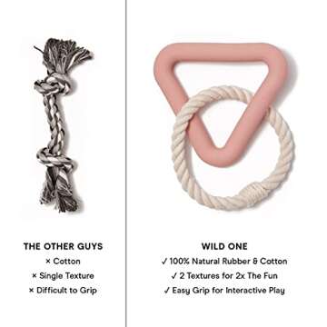 Wild One Triangle Tug Dog Toy for Medium and Large Breeds, Rope Toy, Durable for Average Chewers, Pink