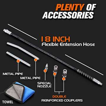 REXBETI Grease Gun Set - 18" Flex Hose, Heavy Duty Steel Barrel, Couplers Included