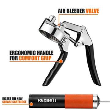 REXBETI Pistol Grip Grease Gun Set - Heavy Duty Performance