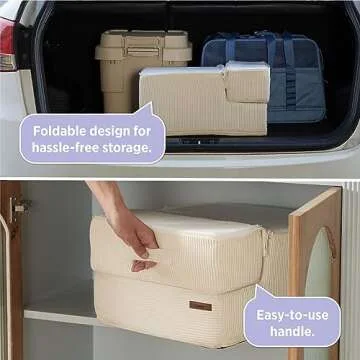 Lesure Dog Stairs for Small Dogs and Cats Foldable Pet Steps for High Beds and Couch with CertiPUR-US Certified Foam and Non-Slip Bottom, Beige, 5 Steps