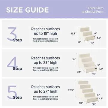 Lesure Dog Stairs for Small Dogs and Cats Foldable Pet Steps for High Beds and Couch with CertiPUR-US Certified Foam and Non-Slip Bottom, Beige, 5 Steps