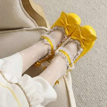 LUXMAX Women Bow Mary Janes Patent Leather Platform Shoes