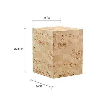 Modway EEI-6273-NAB Cosmos 16" Square Burl Wood Side Table, Natural Burl