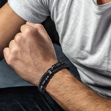 Men's Double-Row Braided Leather Bracelet