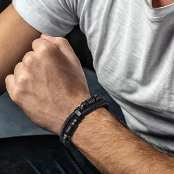 Men's Double-Row Braided Leather Bracelet