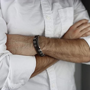 Men's Double-Row Braided Leather Bracelet