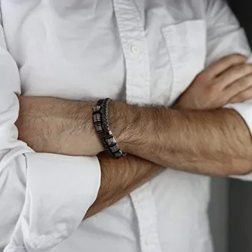 Men's Double-Row Braided Leather Bracelet