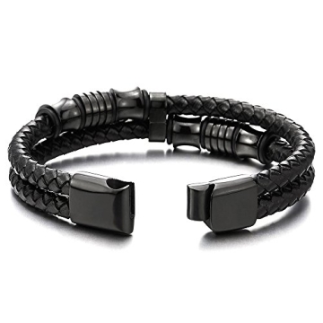 Men's Double-Row Braided Leather Bracelet