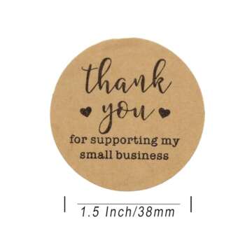 Yoget Thank You Stickers Roll - 500 Labels, Eco-friendly