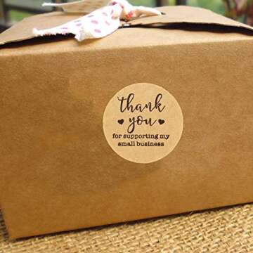 Yoget Thank You Stickers Roll - 500 Labels, Eco-friendly